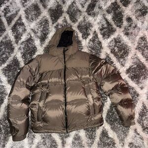 Goretex Down Puffer Jacket Full Zip W Hood Women’s Sz Small Tan